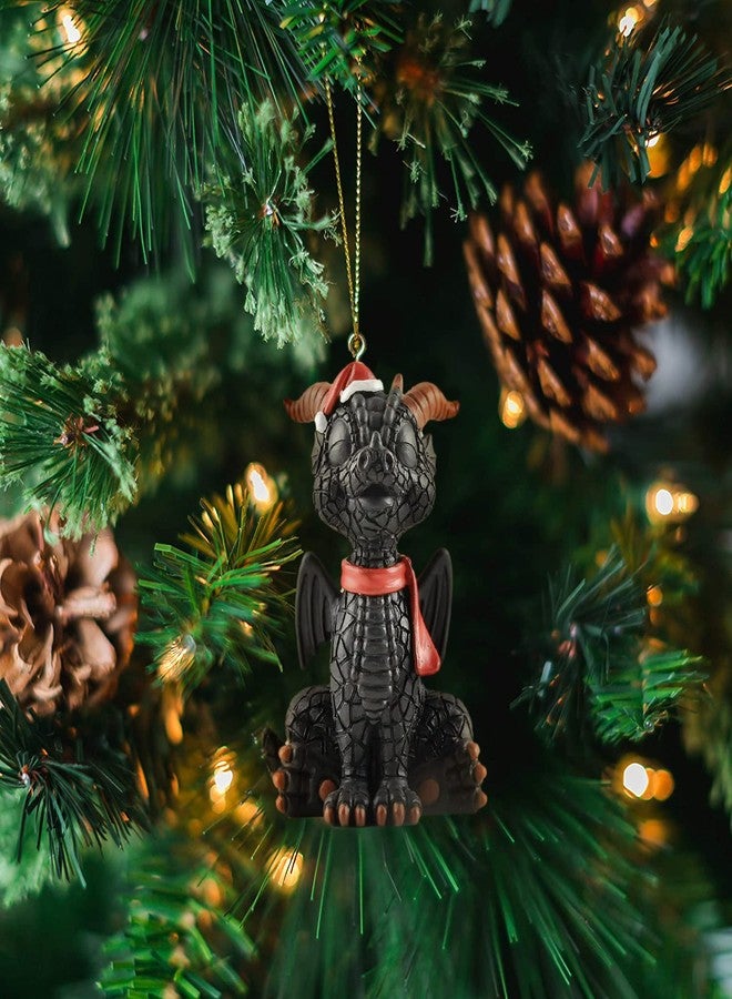 JFSM INC Baby Black Dragon Hanging Christmas Tree Ornament Figurine - Christmas Tree Decorations, Dragon Lover Gift, Holiday Stocking Stuffer - Image 2